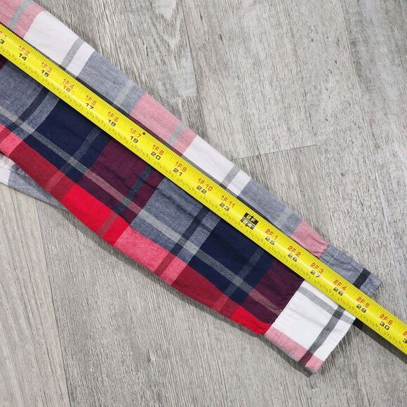 EXPRESS Men's Large Long Sleeve Button Down Red/White/Blue Plaid Pocket Shirt - Picture 4 of 7
